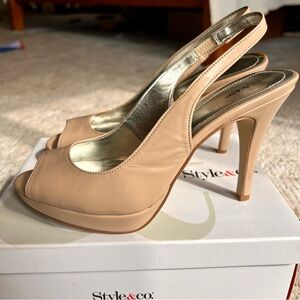 Style & Co. Women's Beige Slingback Heels